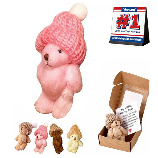 Yeesam handmade mini plush teddy bear in box pink comforting keepsake