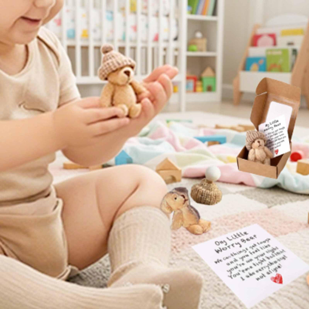 Yeesam mini pocket bear pink sits on backpacks and desks