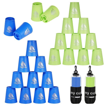yeesport 24-pcs sport stacking cups in blue and green for family fun and friendly competition