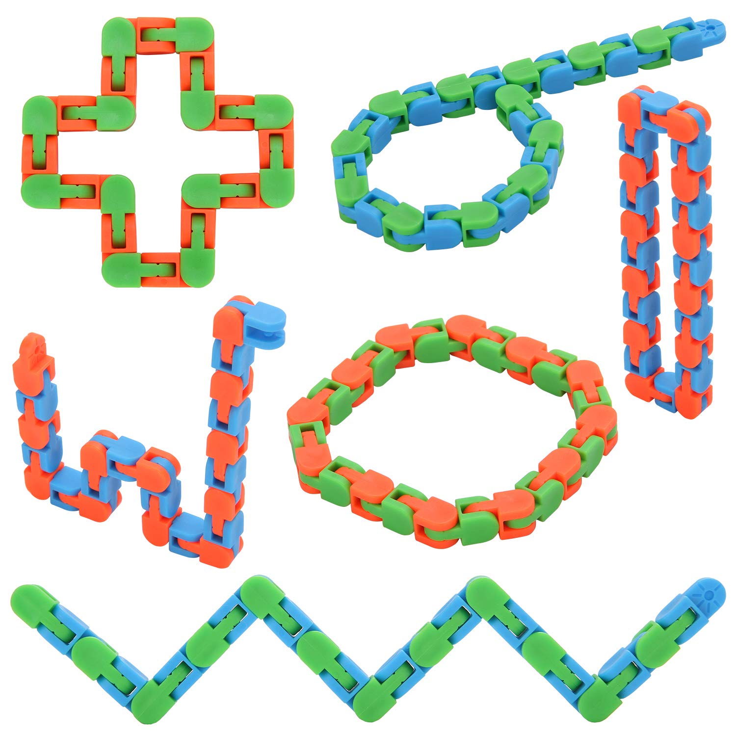Yeetec 6-pack wacky tracks with 24 links in action for tactile focus.
