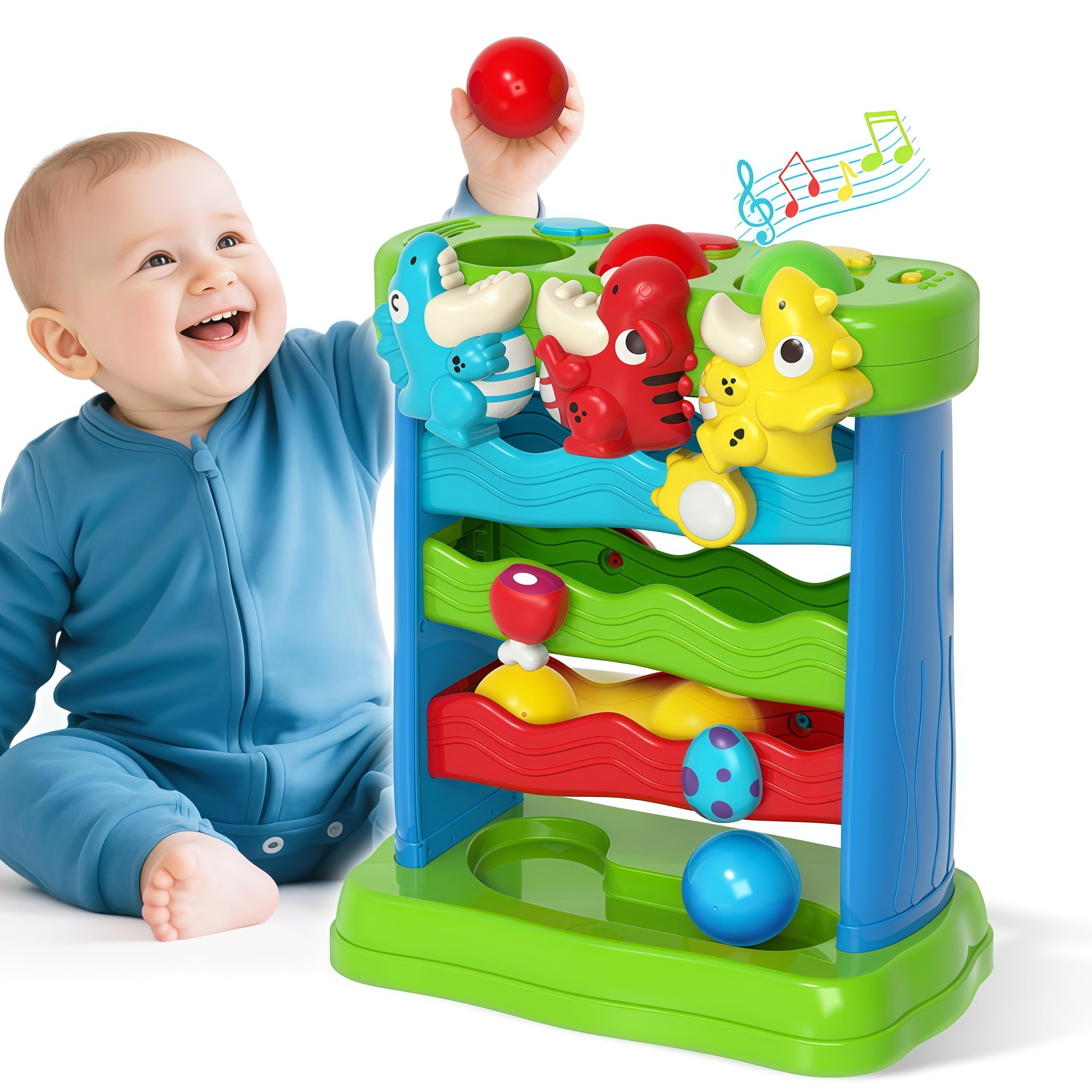 YEGEER dinosaur feeding ball encourages color matching and interactive play.