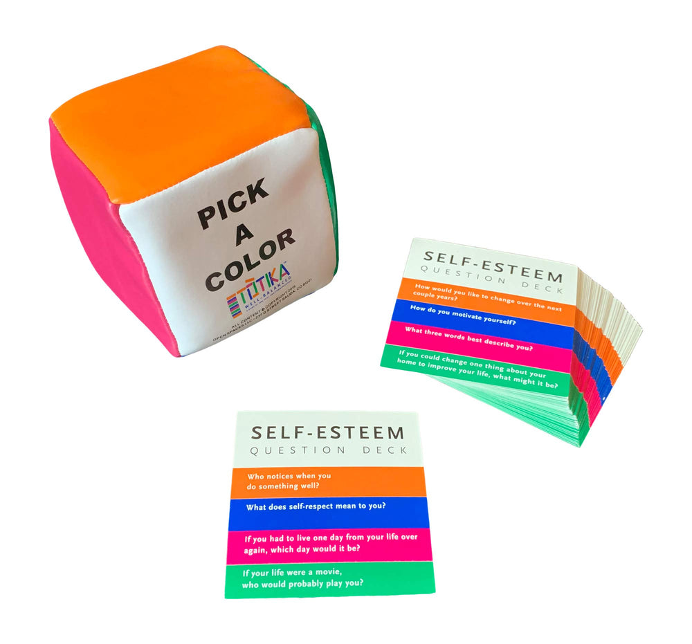 YEHUA! Totika card deck close-up showing questions to spark self-esteem conversations.