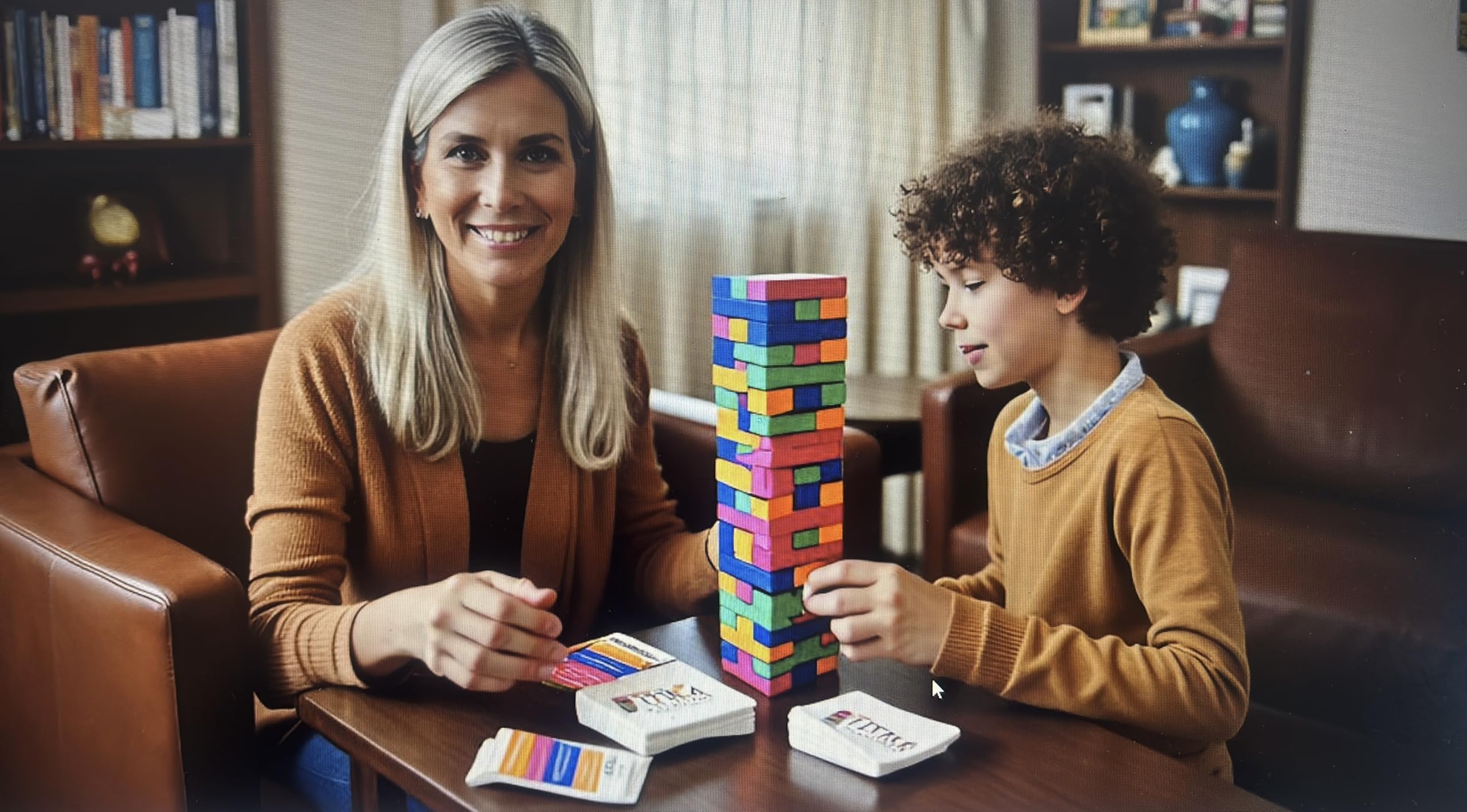 Close-up of color-coded Totika blocks ready for prompts and discussion.