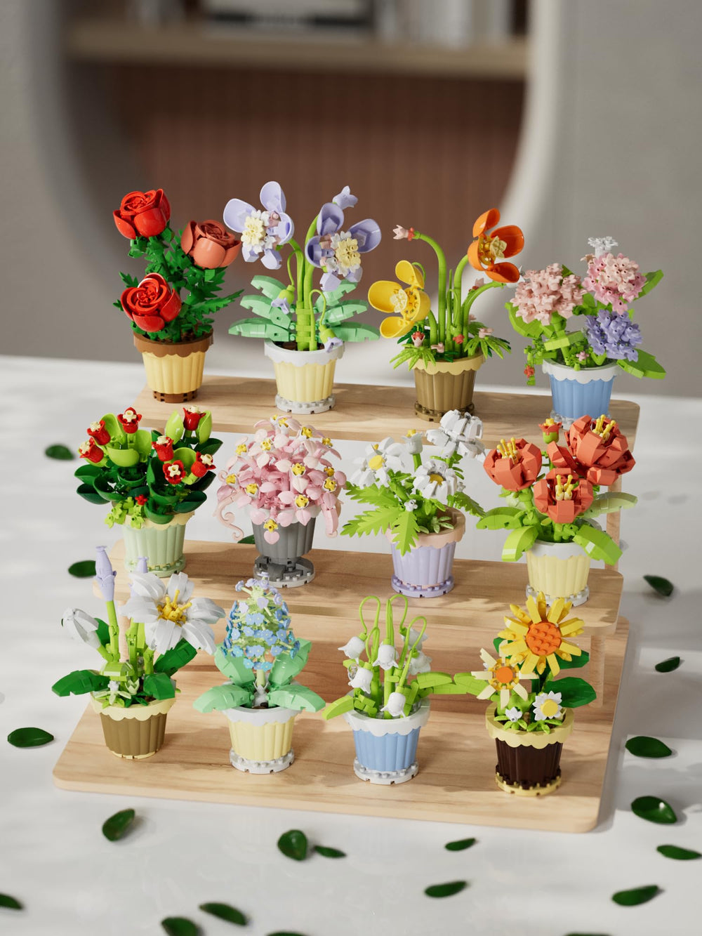 YEIBOBO flower pots display on a shelf adds color and a calm mood.