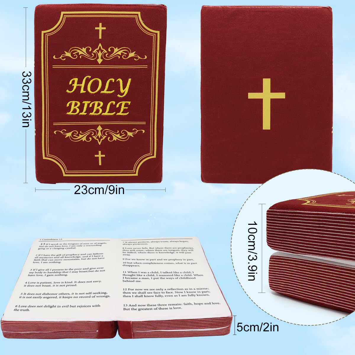 Yelakey Bible Pillow memory foam fill provides soft support.