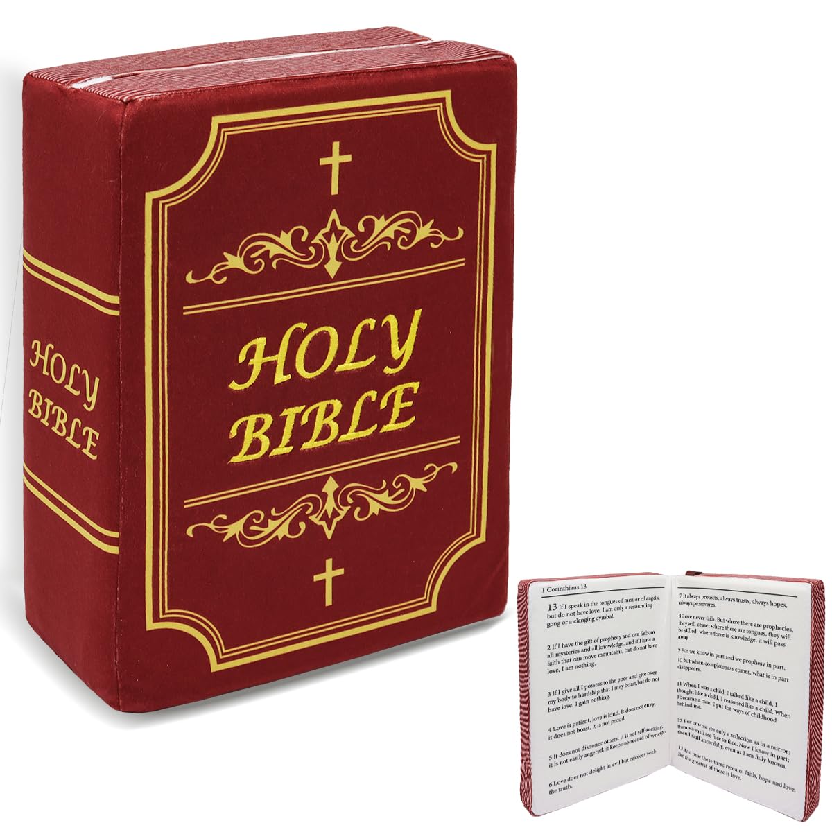 Yelakey Bible Pillow open book design, inviting comforting scripture moments.