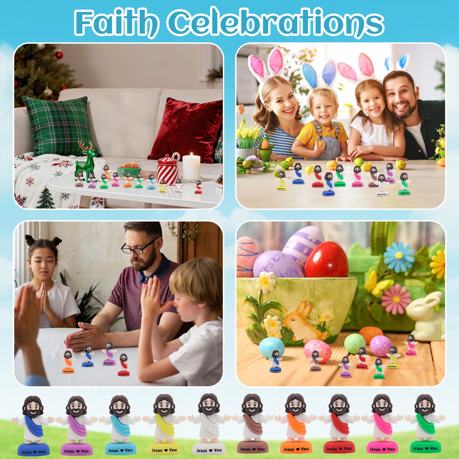 Yelakey compact figures fit desks, shelves, and holiday displays.