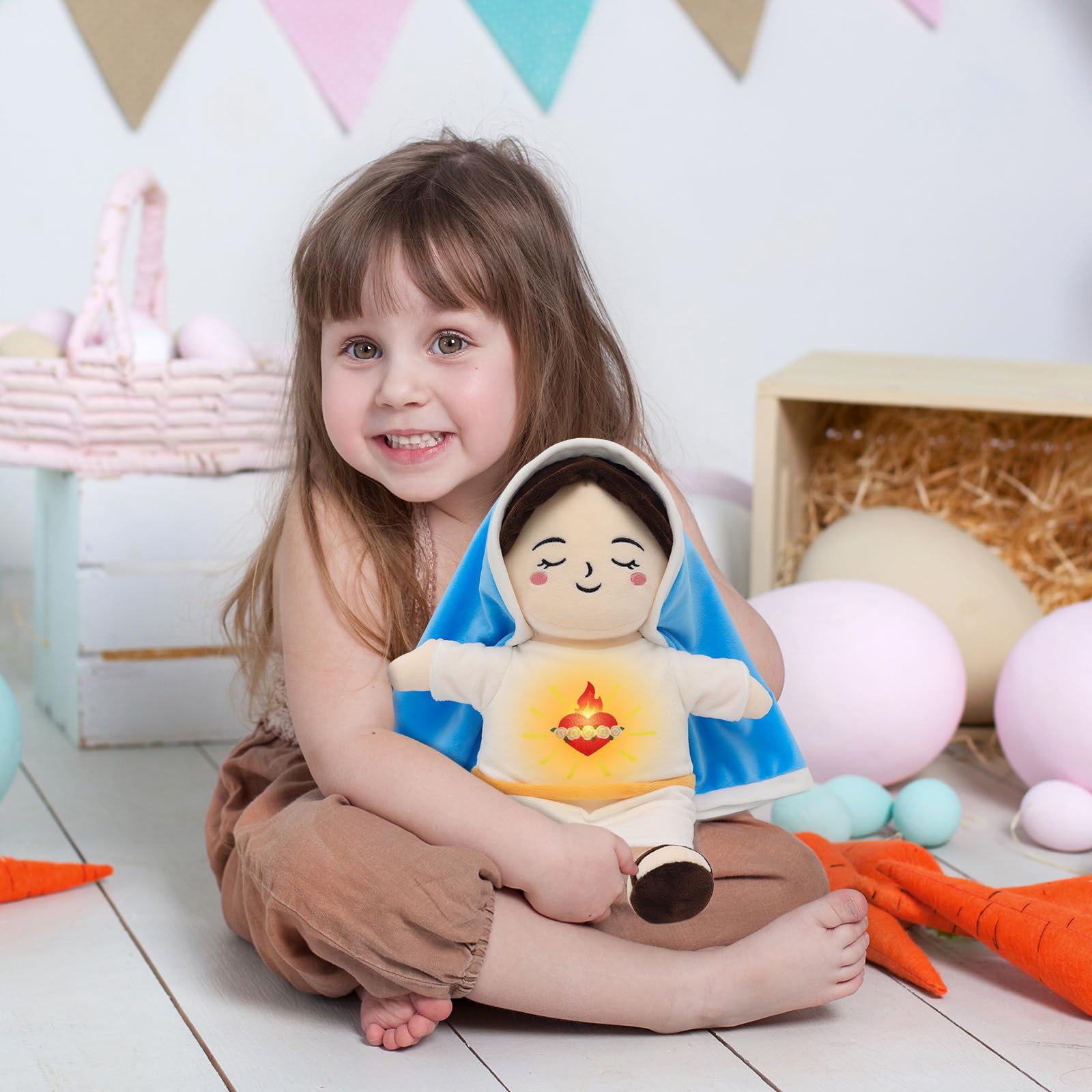 Yelakey fifteen-inch guardian angel plush suited for Easter.