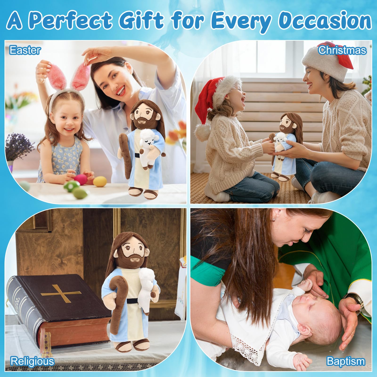 Yelakey gift-ready Easter plush ideal for faith-based celebrations.