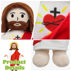 Yelakey Jesus plush in bedtime snuggle helping kids feel secure.