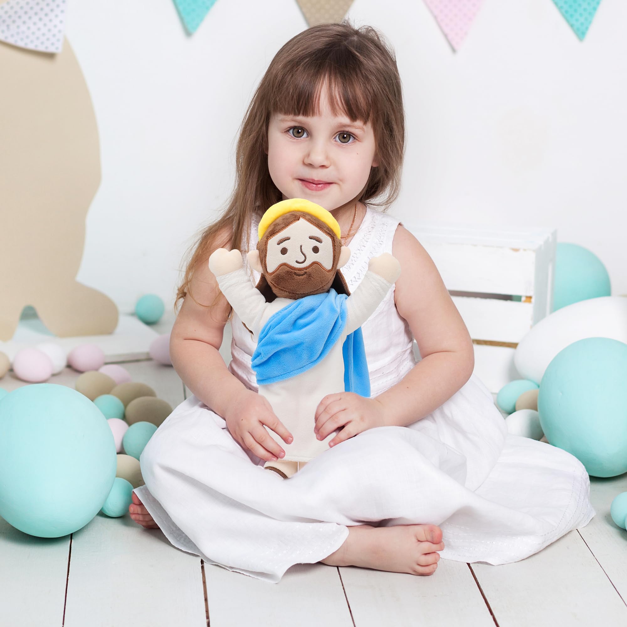Yelakey Jesus plush blue shawl adds a serene color accent