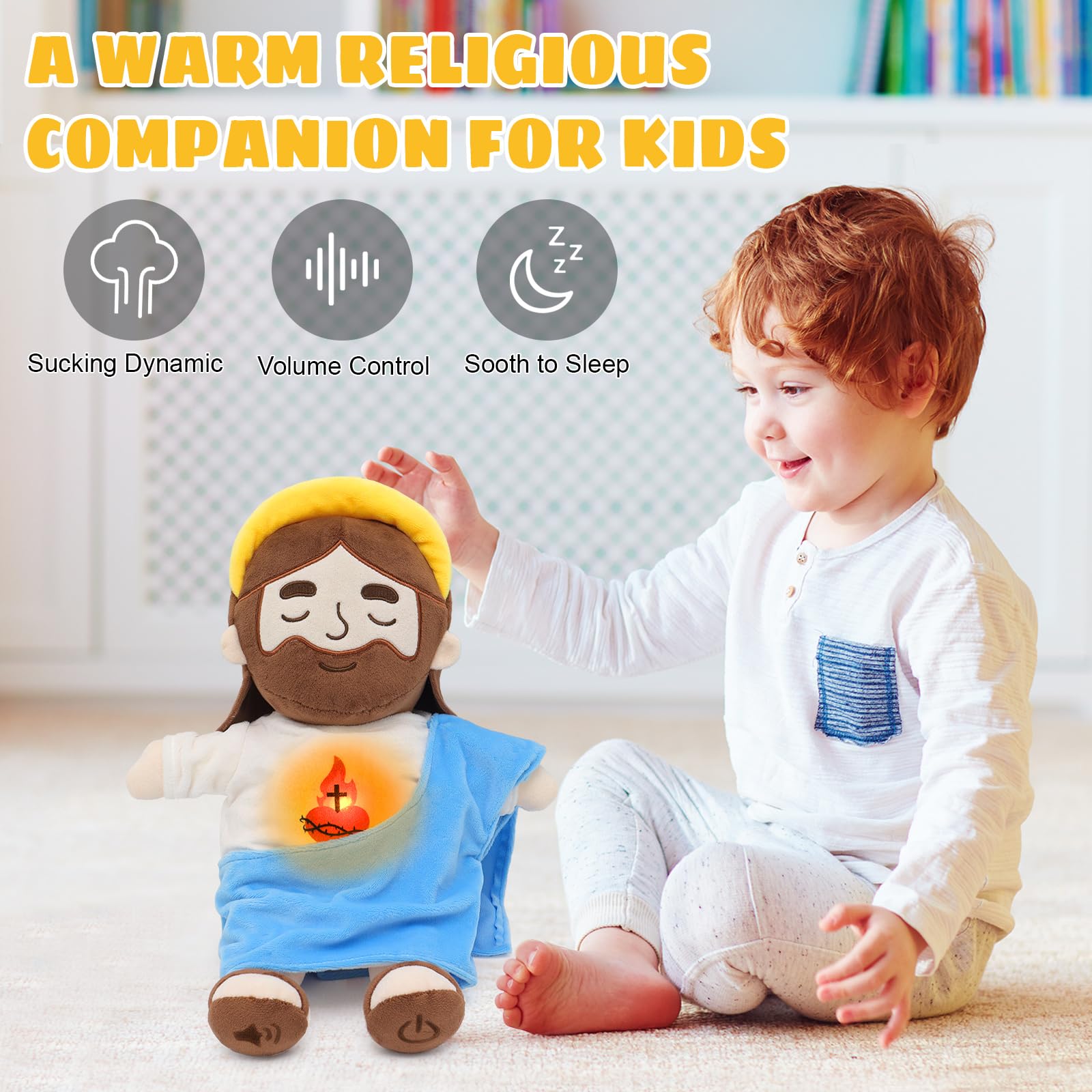 Yelakey Jesus plush halo design offers a cuddly, comforting companion