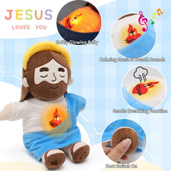 Yelakey Jesus plush left-foot button activates comforting breathing and music
