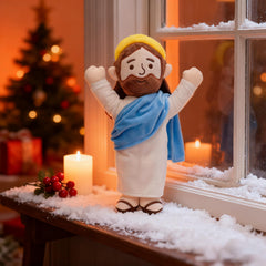 Yelakey Jesus plush red shawl adds warm visual appeal