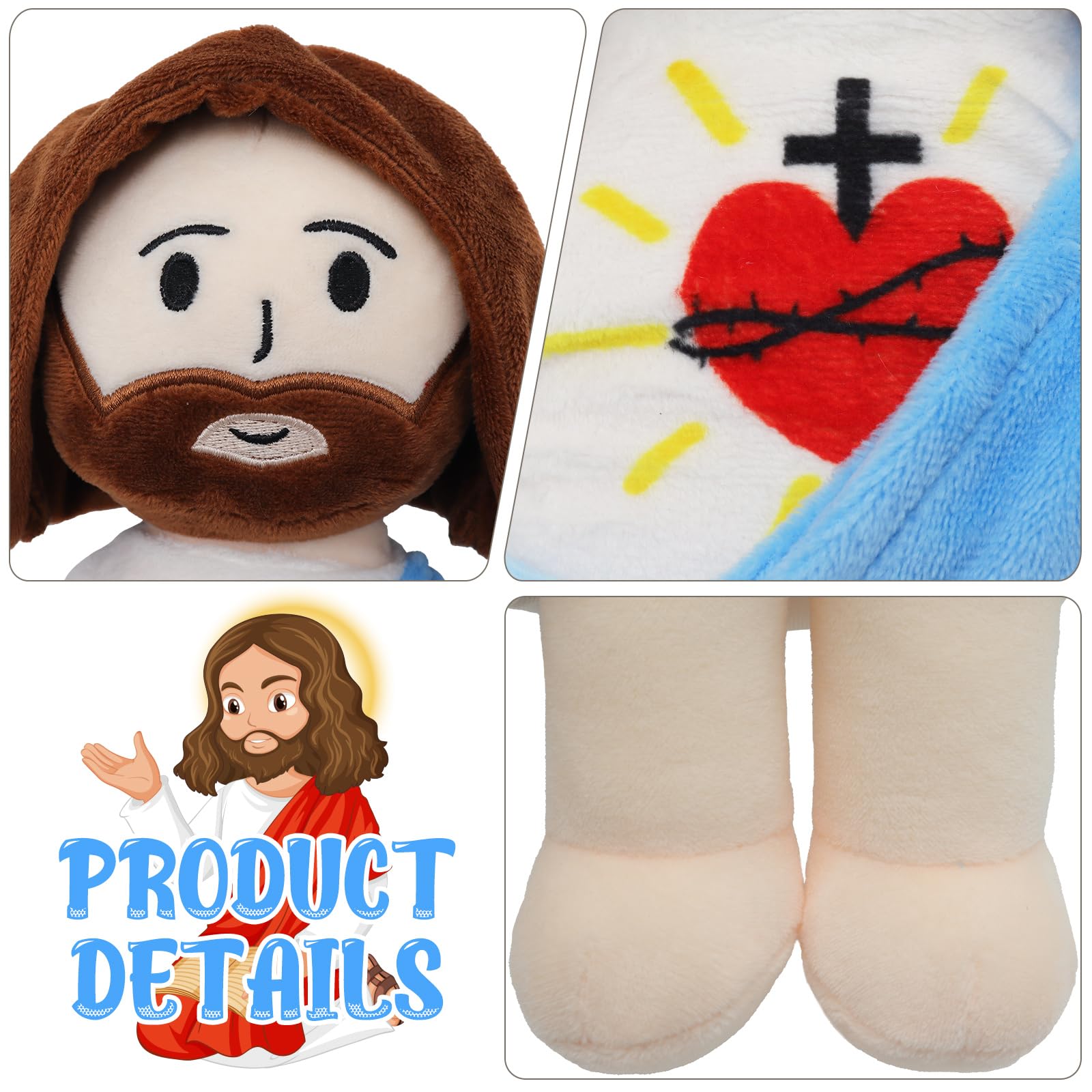 Yelakey Jesus plush, soft fabric texture inviting gentle hugs.