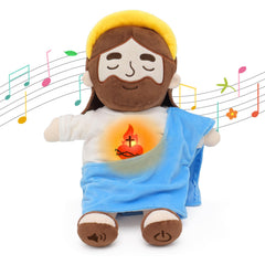 Yelakey Soothing Jesus plush with glow belly creates a calm bedtime atmosphere