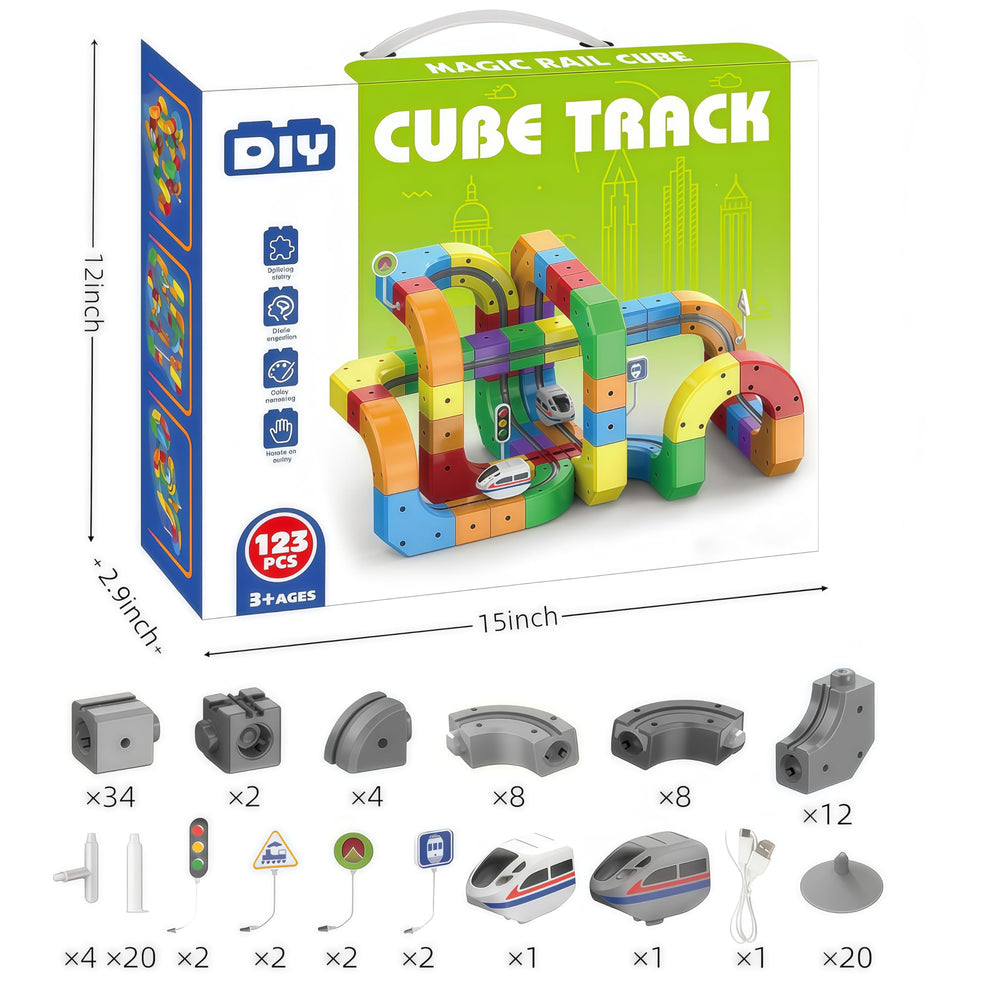 YELEONGY rail cubes enabling 3D layout for creative tracks.