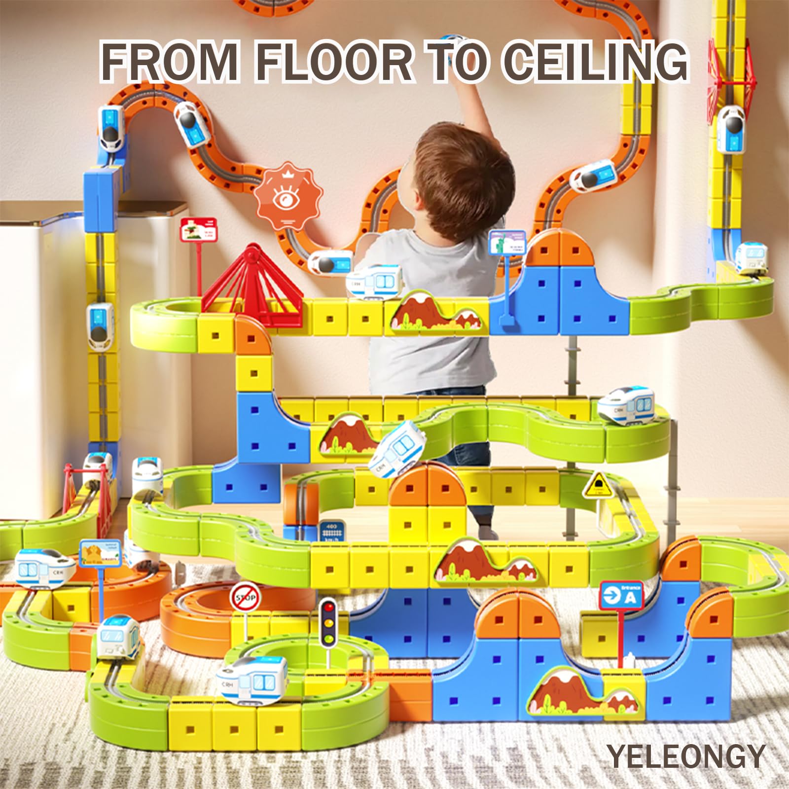 YELEONGY Trackfusion safe edges and BPA-free design for kids.