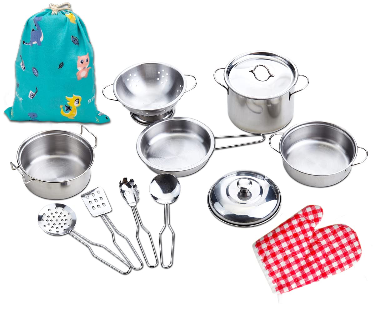 Yellora Play Pots and Pans Set Colander adds realistic detail for organized play.