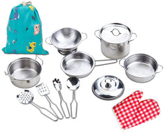 Yellora Play Pots and Pans Set Colander adds realistic detail for organized play.