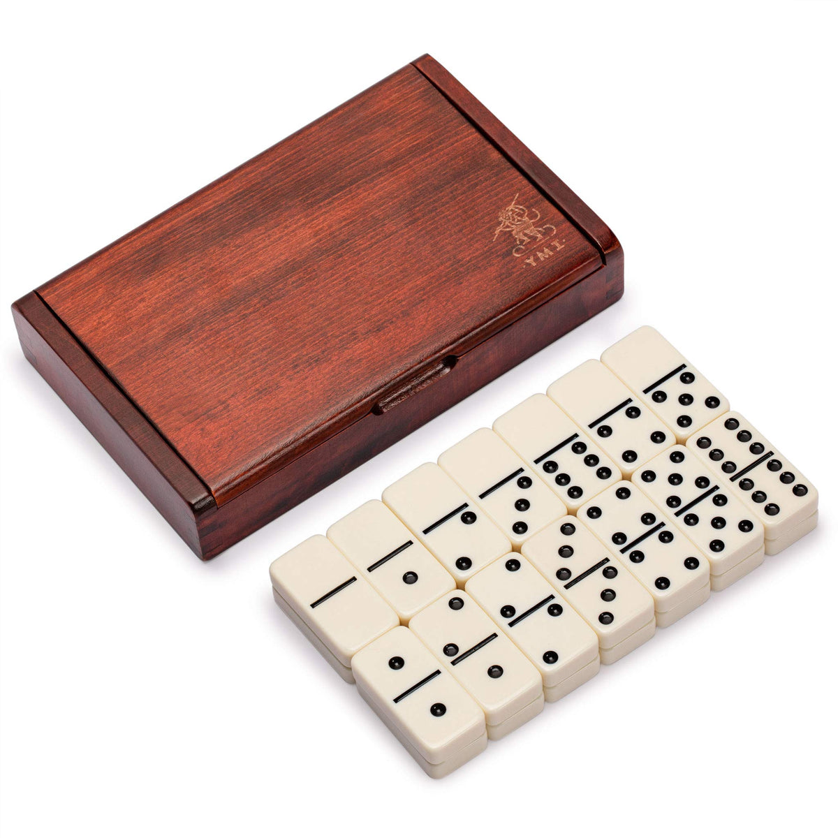 Yellow Mountain Imports 28-tile double-6 dominoes ready for family-friendly gameplay
