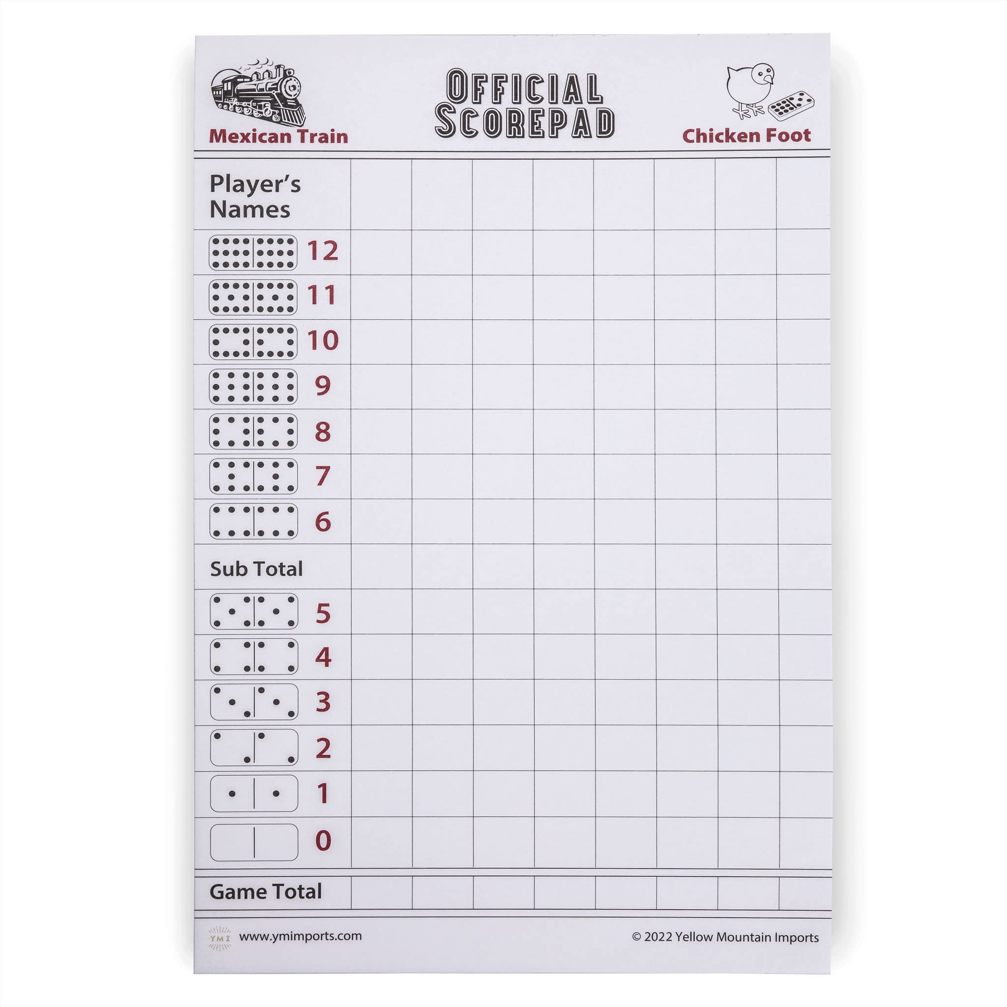 Yellow Mountain Imports 3-Pack Mexican Train Scorepad cover aids organized gameplay