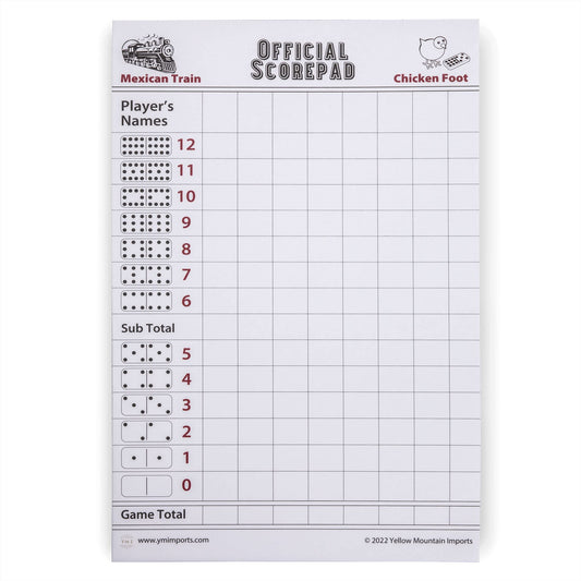 Yellow Mountain Imports 3-Pack Mexican Train Scorepad cover aids organized gameplay