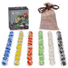 Yellow Mountain Imports translucent marbles with petal design in six colors for family games