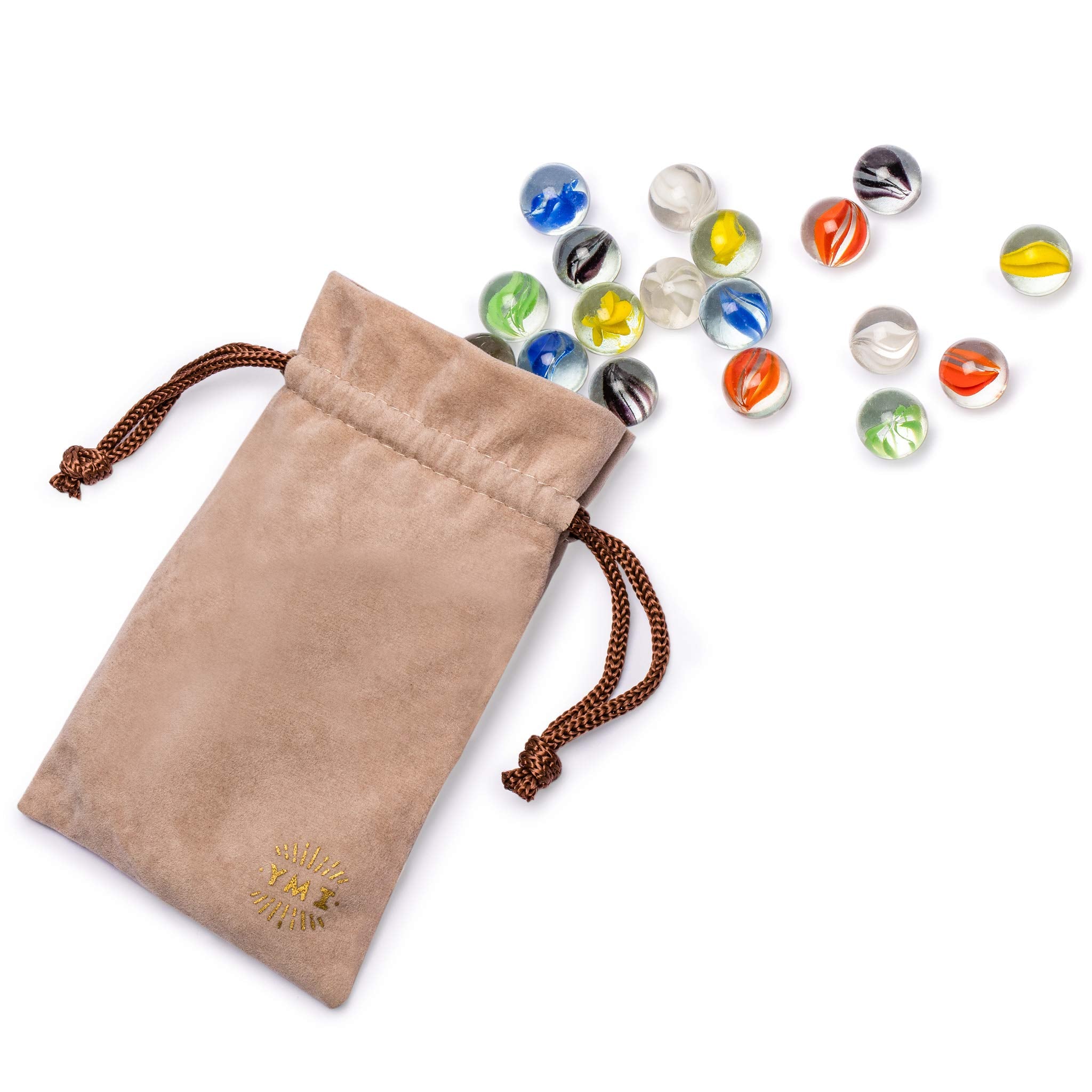Durable glass construction enhances tactile feel during play with these marbles