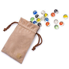 Durable glass construction enhances tactile feel during play with these marbles