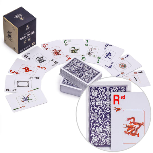Yellow Mountain Imports American Mah Jongg cards in indigo front, ideal for on-the-go play