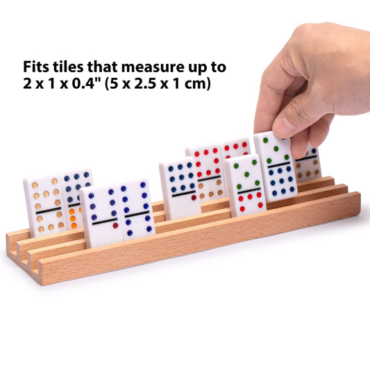Yellow Mountain Imports beechwood domino racks set of four for shared, neat gaming