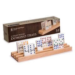 Yellow Mountain Imports beechwood domino racks top view for organized tiles and fatigue-free play