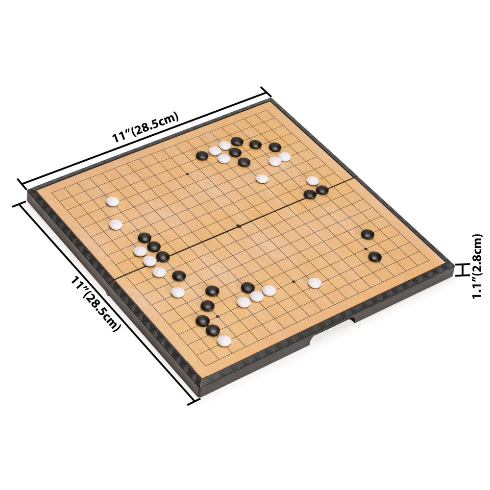 Yellow Mountain Imports black magnetic go stones, 181 pieces, secure moves.