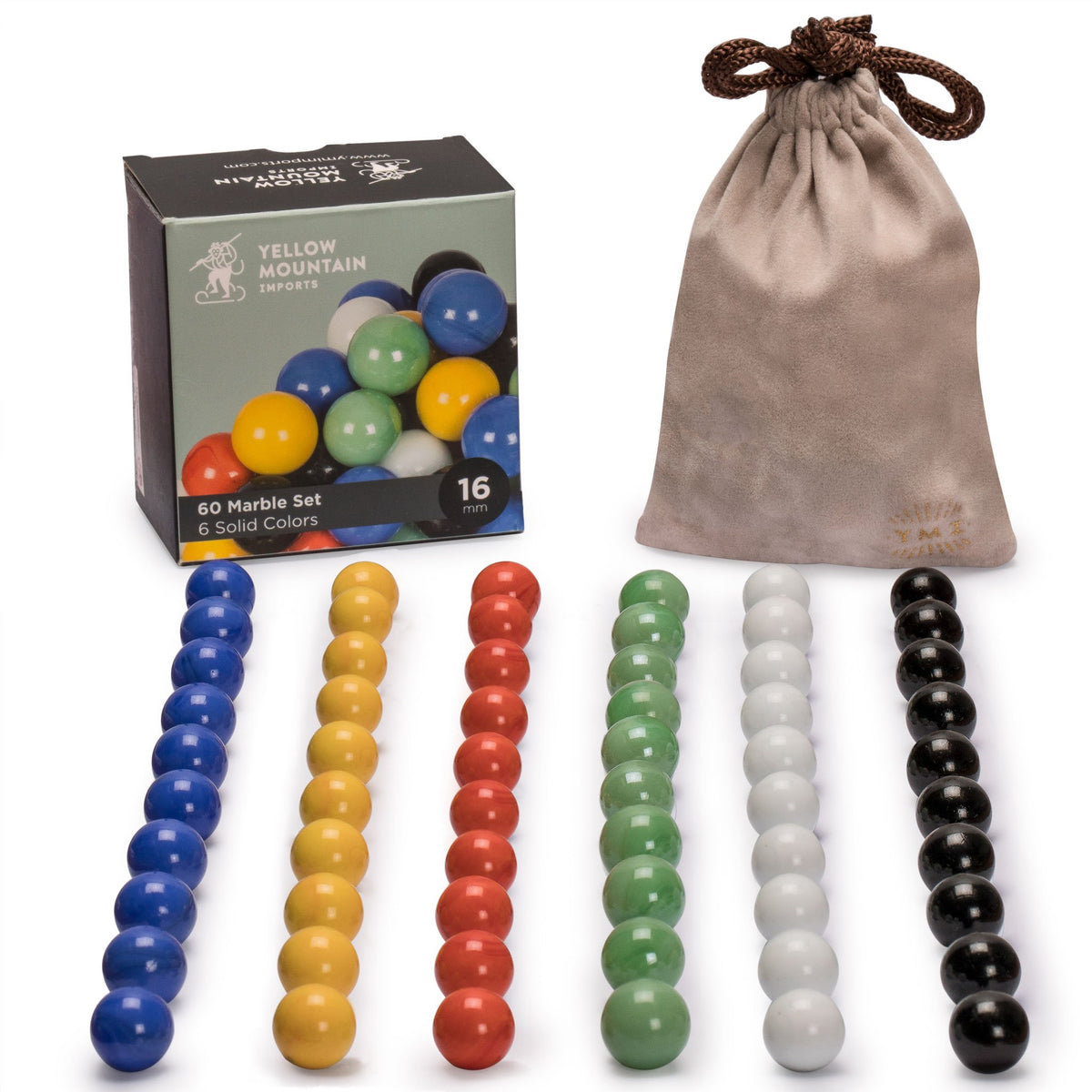 Yellow Mountain Imports marbles in green 16mm, ideal for Chinese checkers and color recognition.