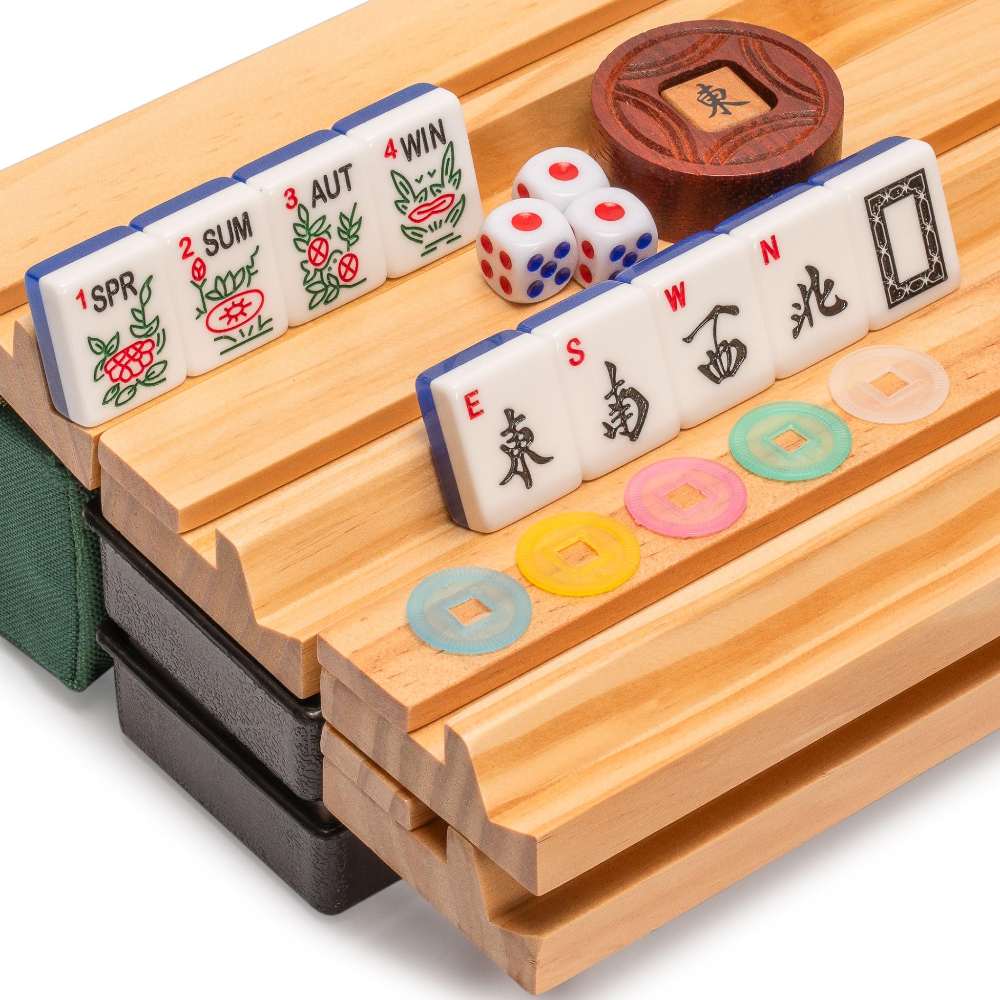 Yellow Mountain Imports green soft case for portable mahjong on the go
