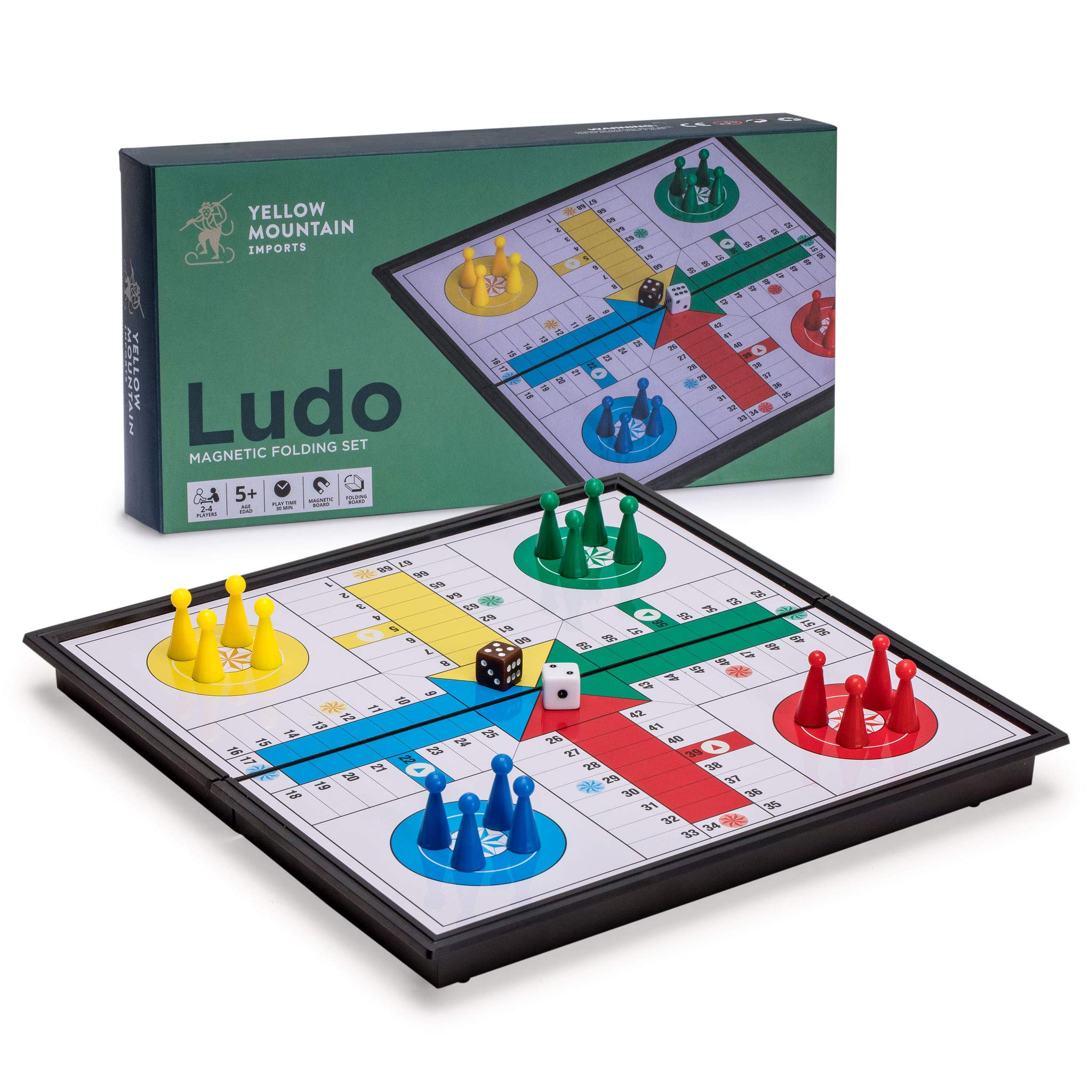 Yellow Mountain Imports Magnetic Ludo travel board folded for easy transport