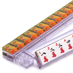 Yellow Mountain Imports mahjong racks pushers shown from the side highlight durable acrylic.
