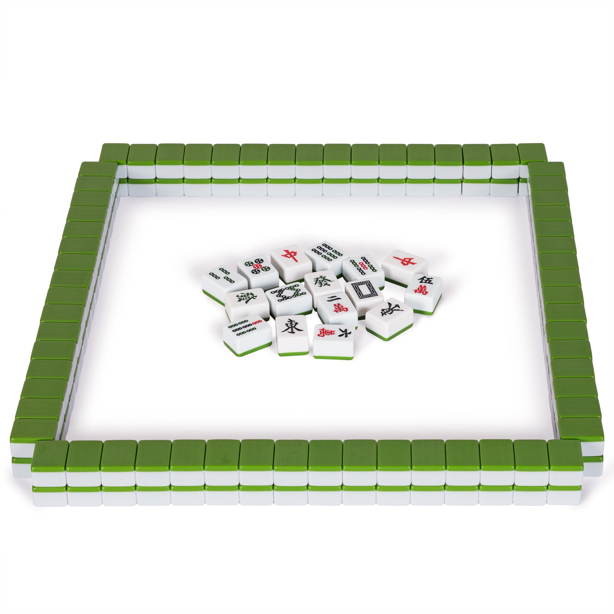 Yellow Mountain Imports Rouge Heritage green-grain tiles showing scratch-resistant surface for repeated games