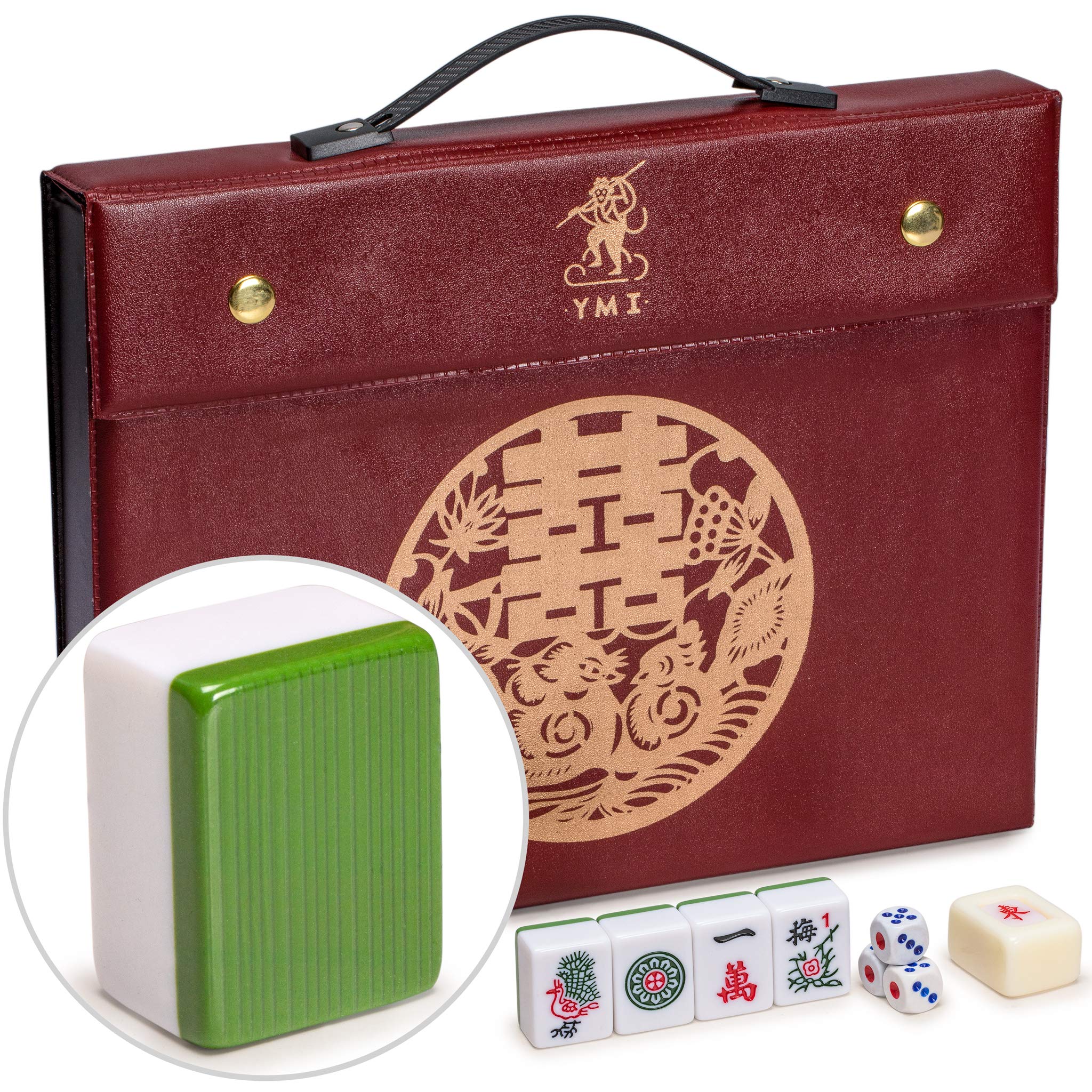Yellow Mountain Imports Rouge Heritage tiles close-up with durable engraved detailing for long-lasting play