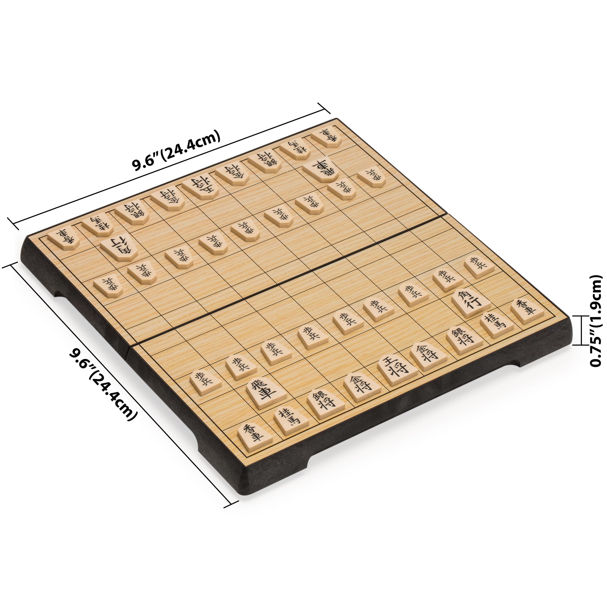 Yellow Mountain Imports Shogi pawns and generals close-up, precisely carved for accuracy.