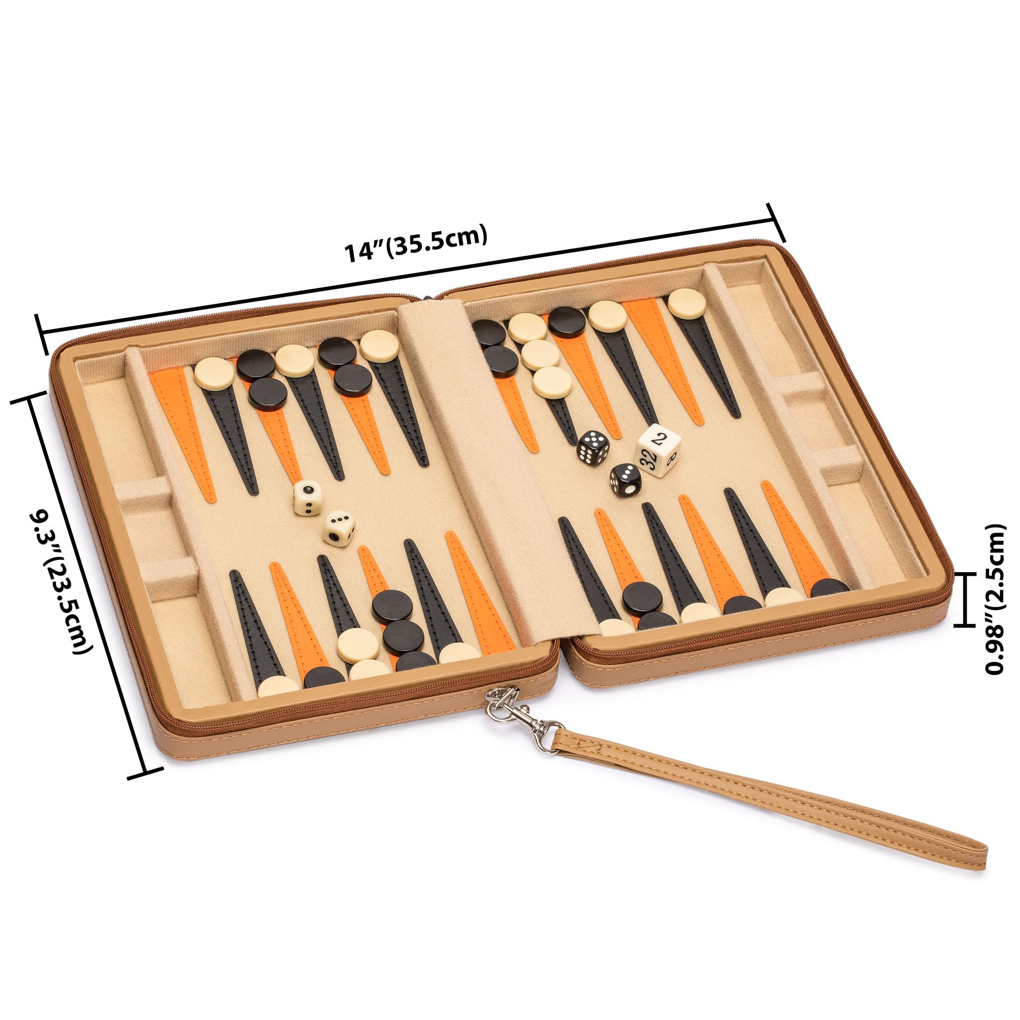 Yellow Mountain Imports travel backgammon mini on-the-go setup for trips.