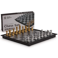 Yellow Mountain Imports travel magnetic chess set board closed; portable for on-the-go play.