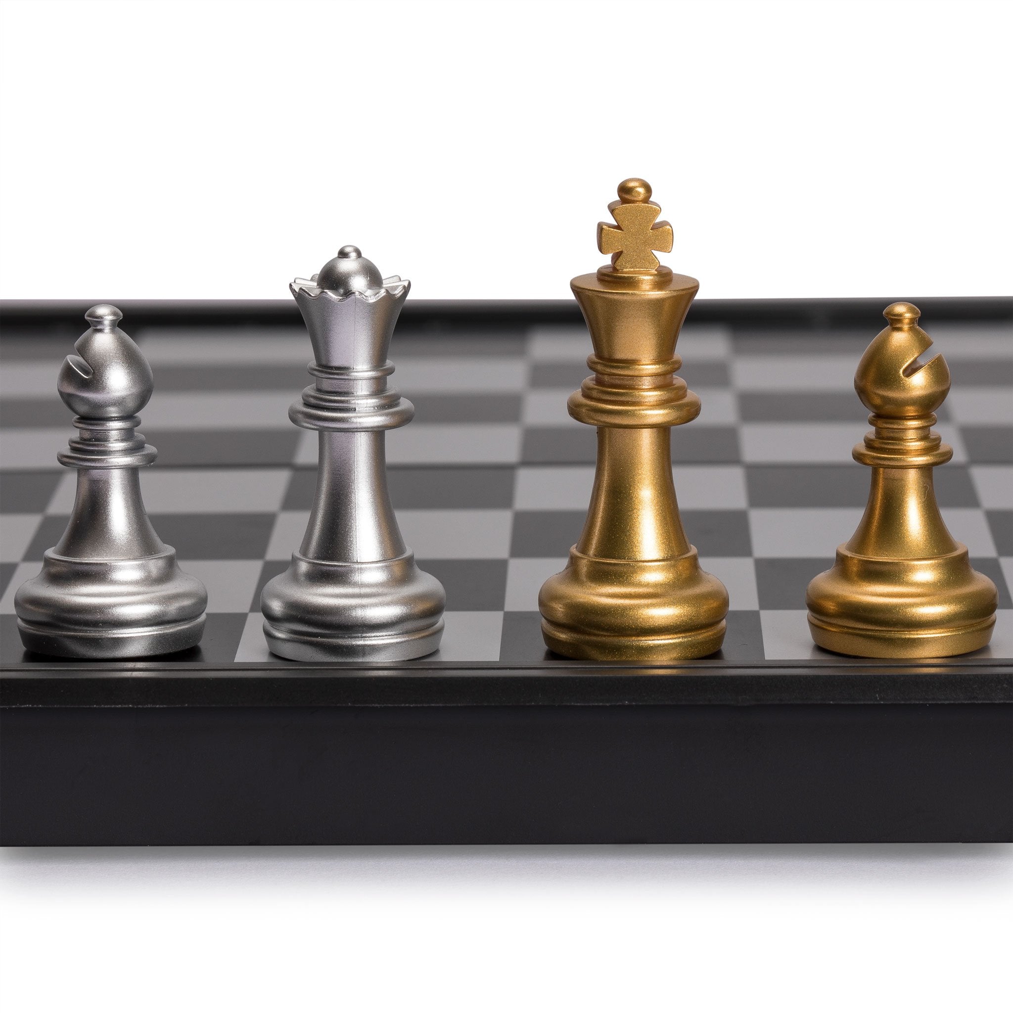Yellow Mountain Imports travel magnetic chess set folded board for compact packing.