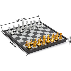Yellow Mountain Imports travel magnetic chess set pieces gold and silver for elegant play.