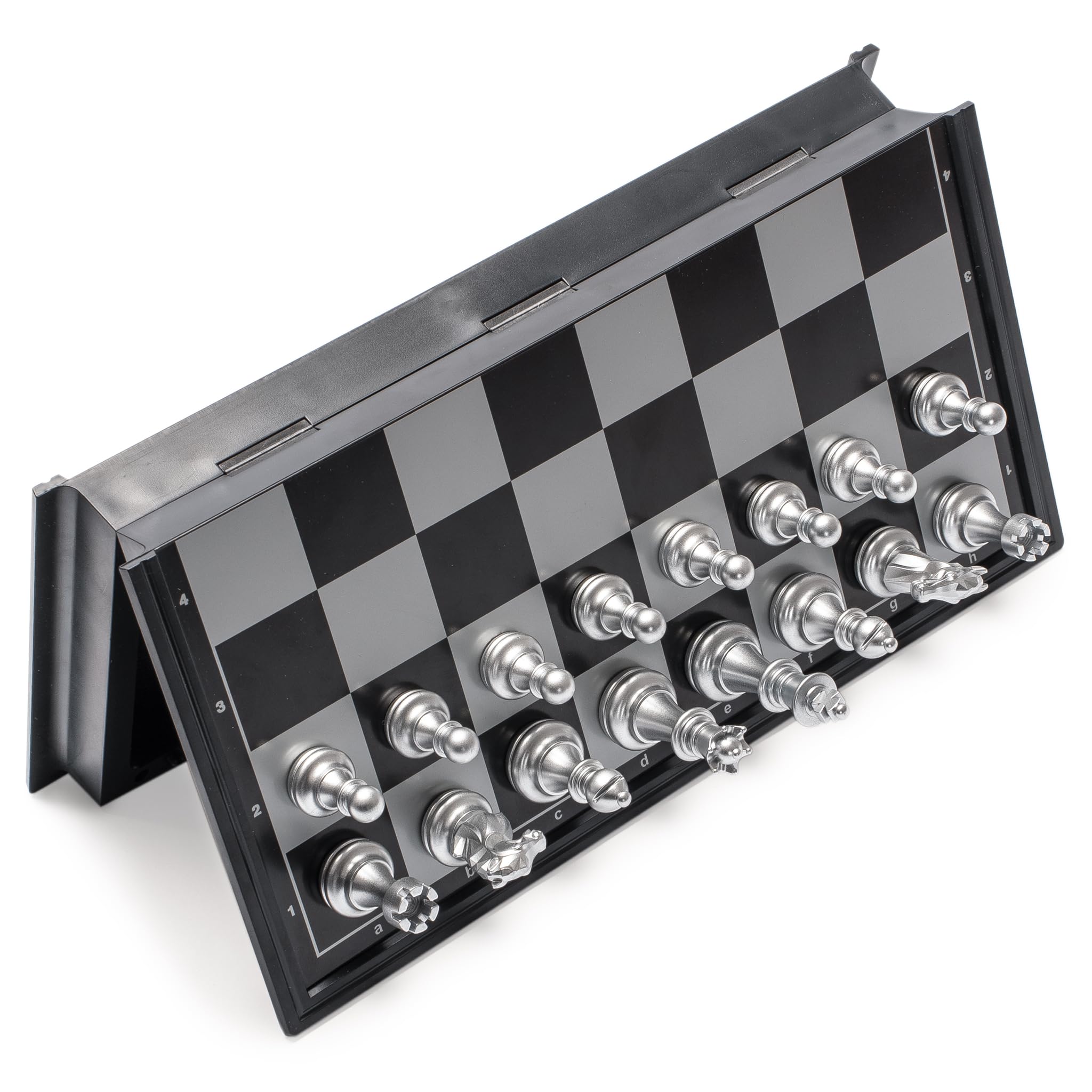 Yellow Mountain Imports travel magnetic chess set queen piece balanced setup.