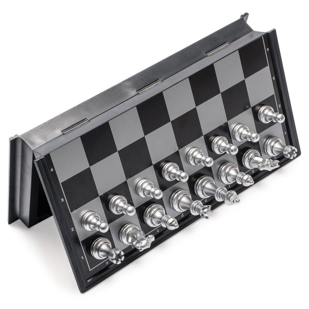 Yellow Mountain Imports travel magnetic chess set queen piece balanced setup.