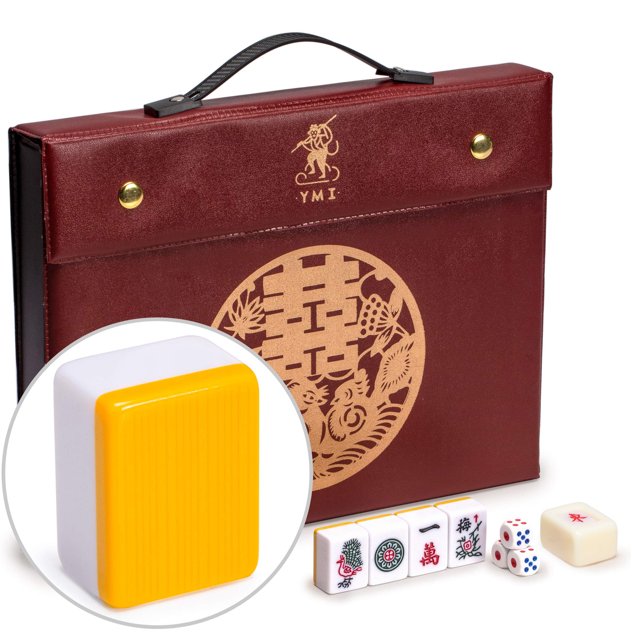 Yellow Mountain Imports Rouge Prestige tiles laid out for traditional Chinese mahjong play with durable surfaces