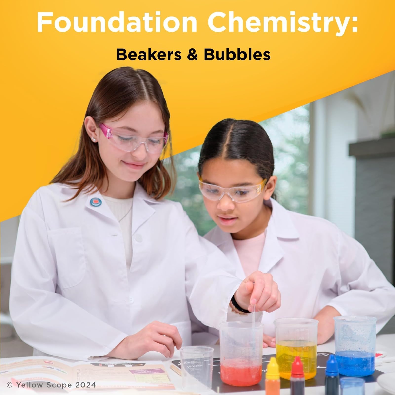Yellow Scope beakers and tools offer authentic hands-on learning.