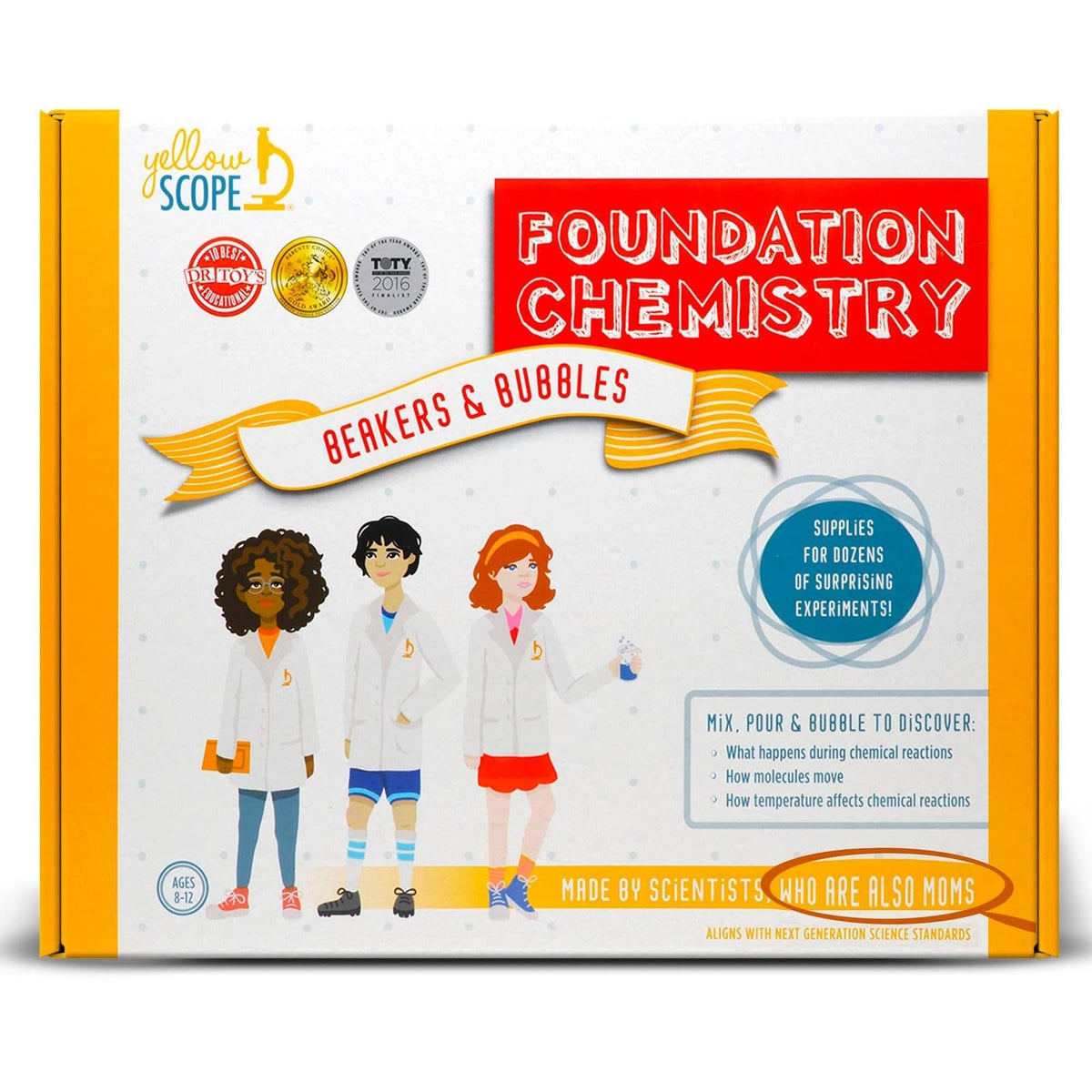 Yellow Scope chemistry kit cover inviting kids to explore science at home.